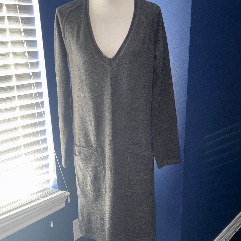 NWT J.Jill Wool–Cashmere Sweater Dress – Size M – Dark Charcoal Heather